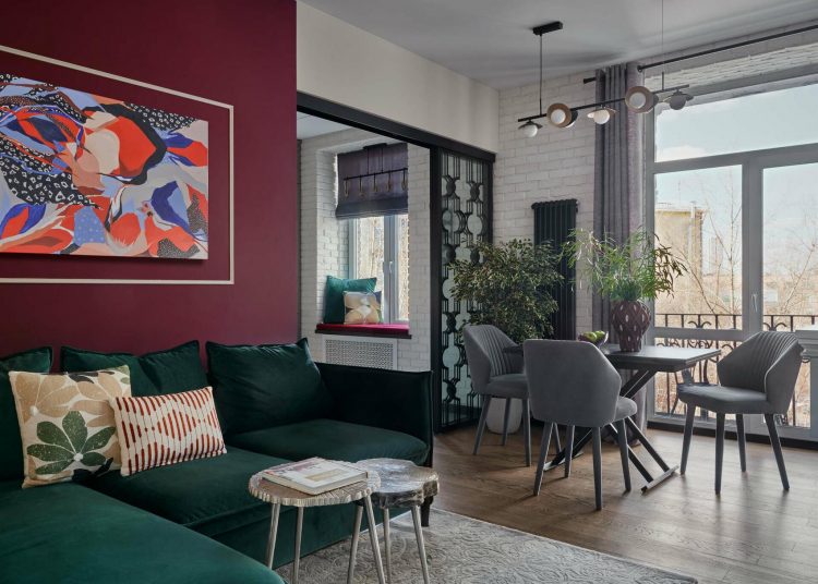 Színes családi otthon modern, klasszikus és etnikai elemekkel, 70m2