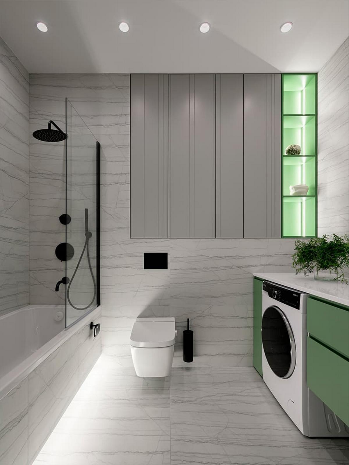 3D falpanel a fő dekorelem a fiatal férfinak berendezett modern lakásban 3D falpanel a fő dekorelem a fiatal férfinak berendezett modern lakásban