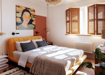 Eklektika, élénk színek, fa spaletták, boltívek és olvasósarkok