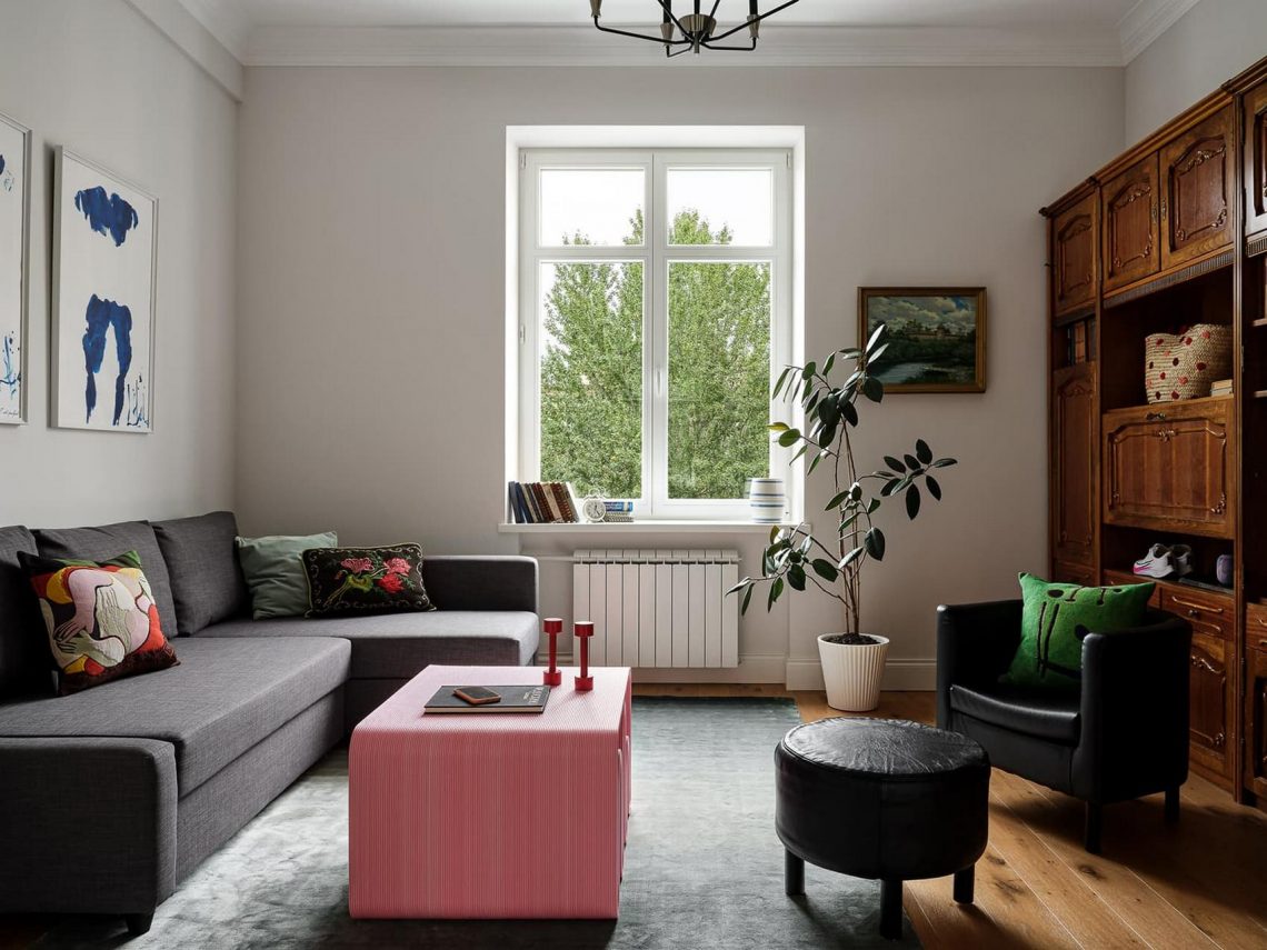 Hangulatosan eklektikus lakás vintage karakterrel téglaházban