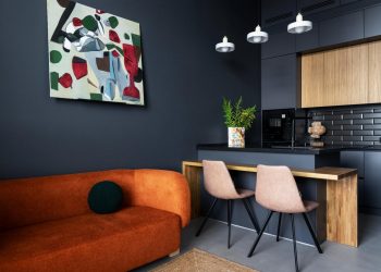 Hogyan lett egyedi sötét színekkel és szokatlan elosztással egy kislakás