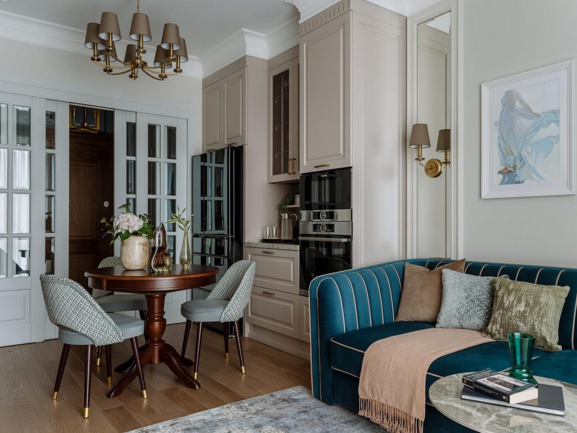 Ez a berendezés időtálló és stílusos - modern klasszikus enteriőr család otthonában