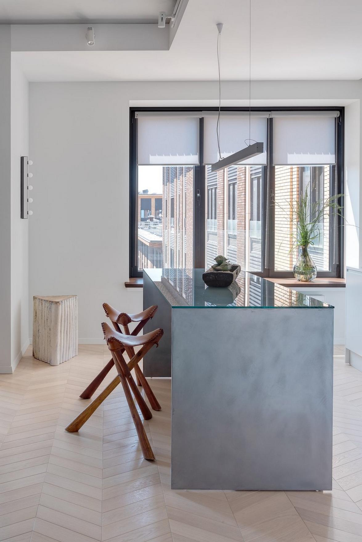 Kis konyhasziget és nyitott, modern, színekkel is díszített tér 40m2-es lakásban Kis konyhasziget és nyitott, modern, színekkel is díszített tér 40m2-es lakásban