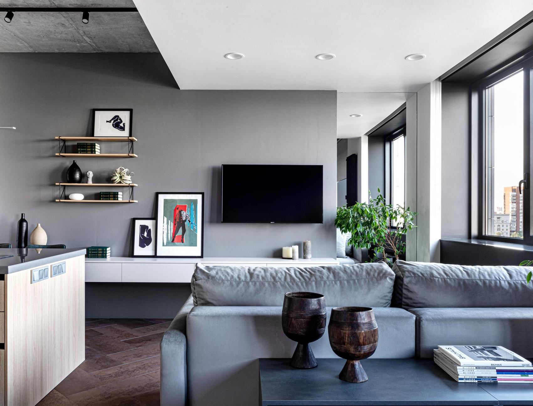 Konyha félsziget lett a lakás központja egy modern, 43m2-es lakásban