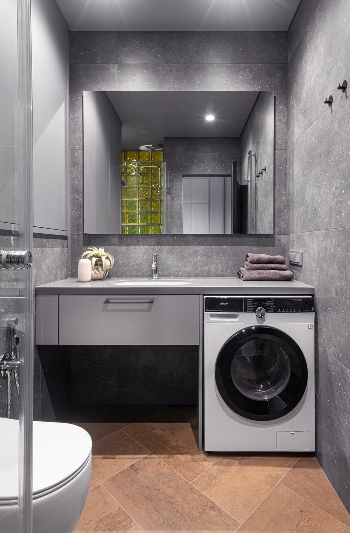 Konyha félsziget lett a lakás központja egy modern, 43m2-es lakásban