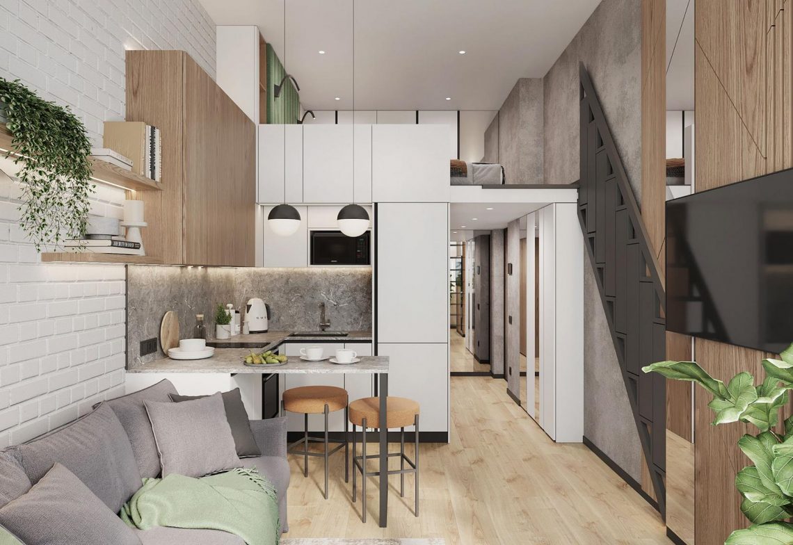 Okos megoldások, zseniális lépcső 20m2-en - modern otthon lakóparkban