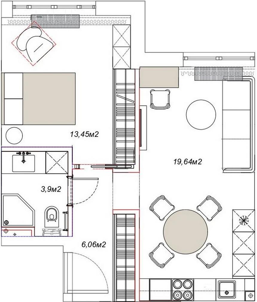 Édesanyjának rendezte be a férfi a 47m2-es lakást - modern és színes otthon