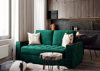 Érdekesen kevert ipari és rusztikus stíluselemek fiatal nő kis lakásában