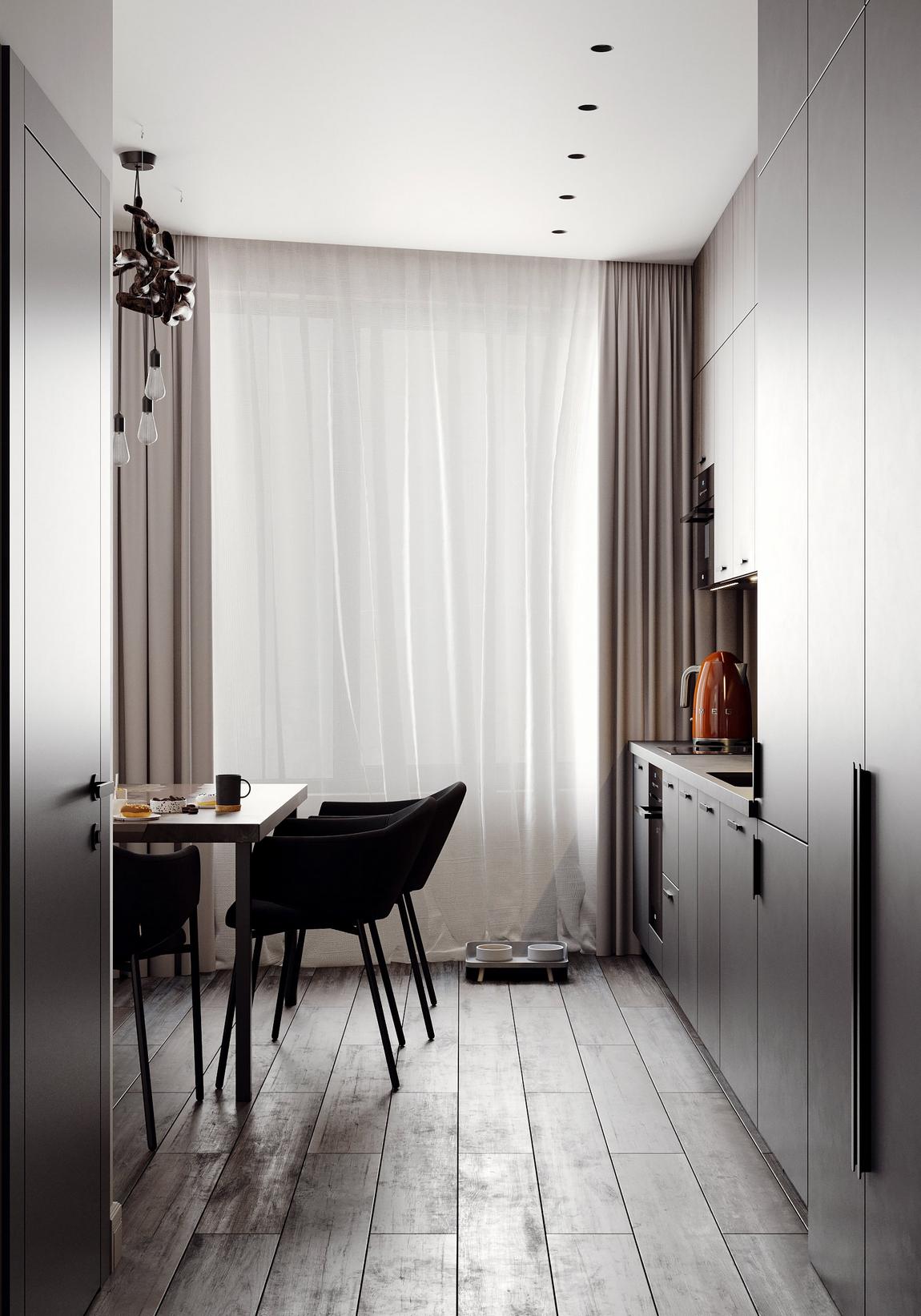 Érdekesen kevert ipari és rusztikus stíluselemek fiatal nő kis lakásában Érdekesen kevert ipari és rusztikus stíluselemek fiatal nő kis lakásában