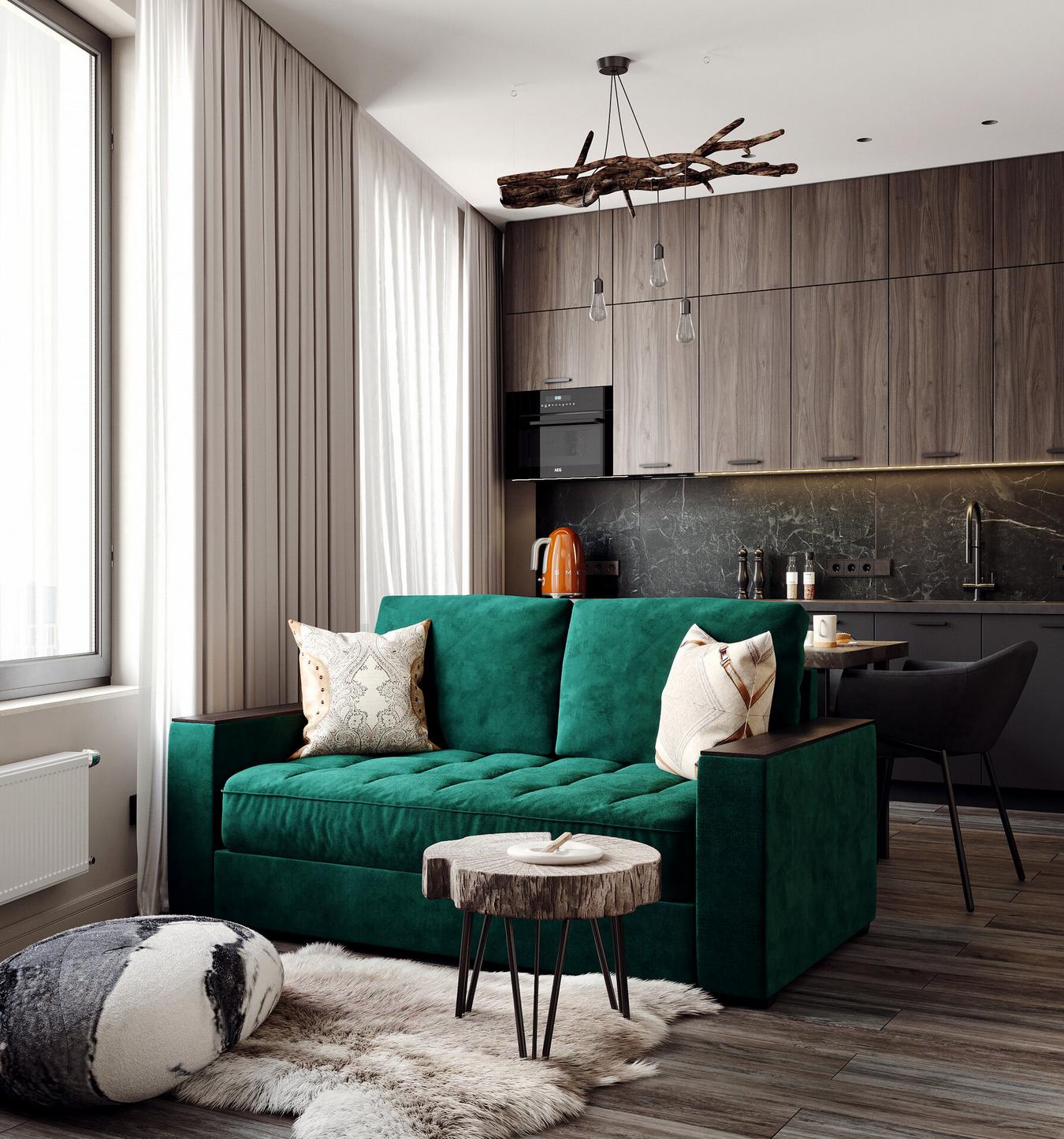 Érdekesen kevert ipari és rusztikus stíluselemek fiatal nő kis lakásában Érdekesen kevert ipari és rusztikus stíluselemek fiatal nő kis lakásában