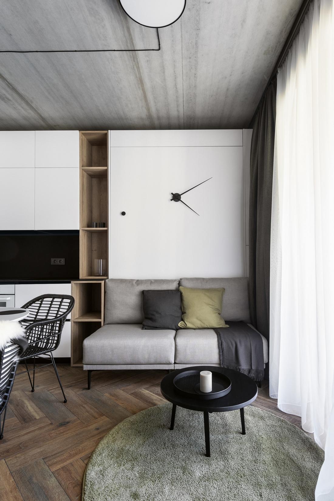 Kifejezetten modern és praktikus berendezés feledteti a kis méretet a fiatalos, 25m2-es lakásban Kifejezetten modern és praktikus berendezés feledteti a kis méretet a fiatalos, 25m2-es lakásban