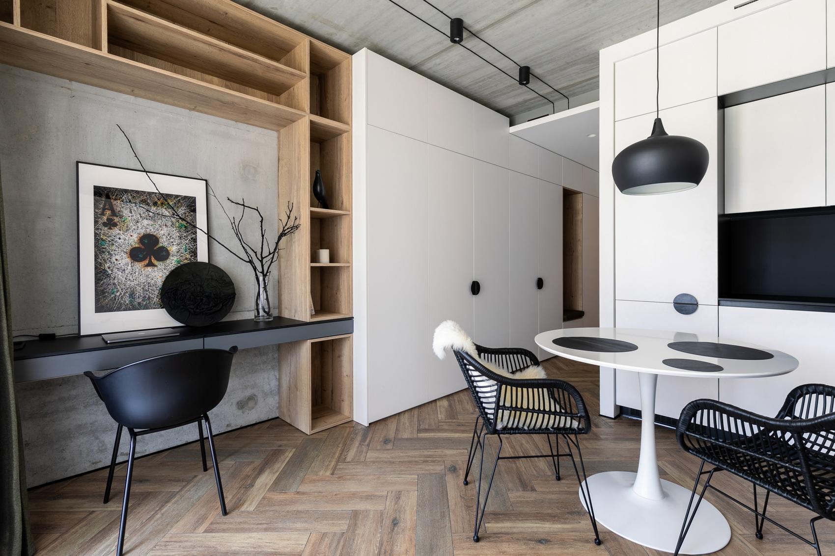 Kifejezetten modern és praktikus berendezés feledteti a kis méretet a fiatalos, 25m2-es lakásban Kifejezetten modern és praktikus berendezés feledteti a kis méretet a fiatalos, 25m2-es lakásban