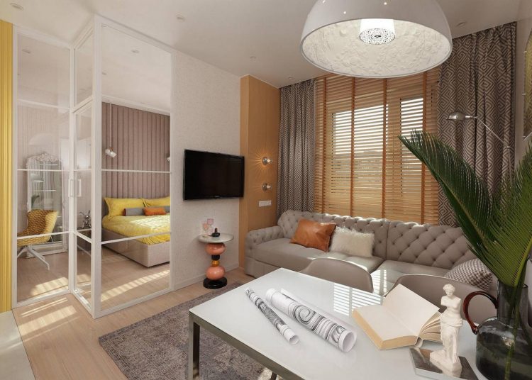 A tágasság illúziója ügyes térszervezéssel fiatal házaspár 34m2-es otthonában