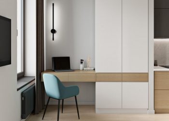 Átalakítható bútor és egyszerű, nyugodt tér egyetemista fiúnak berendezett 29m2-es lakásban