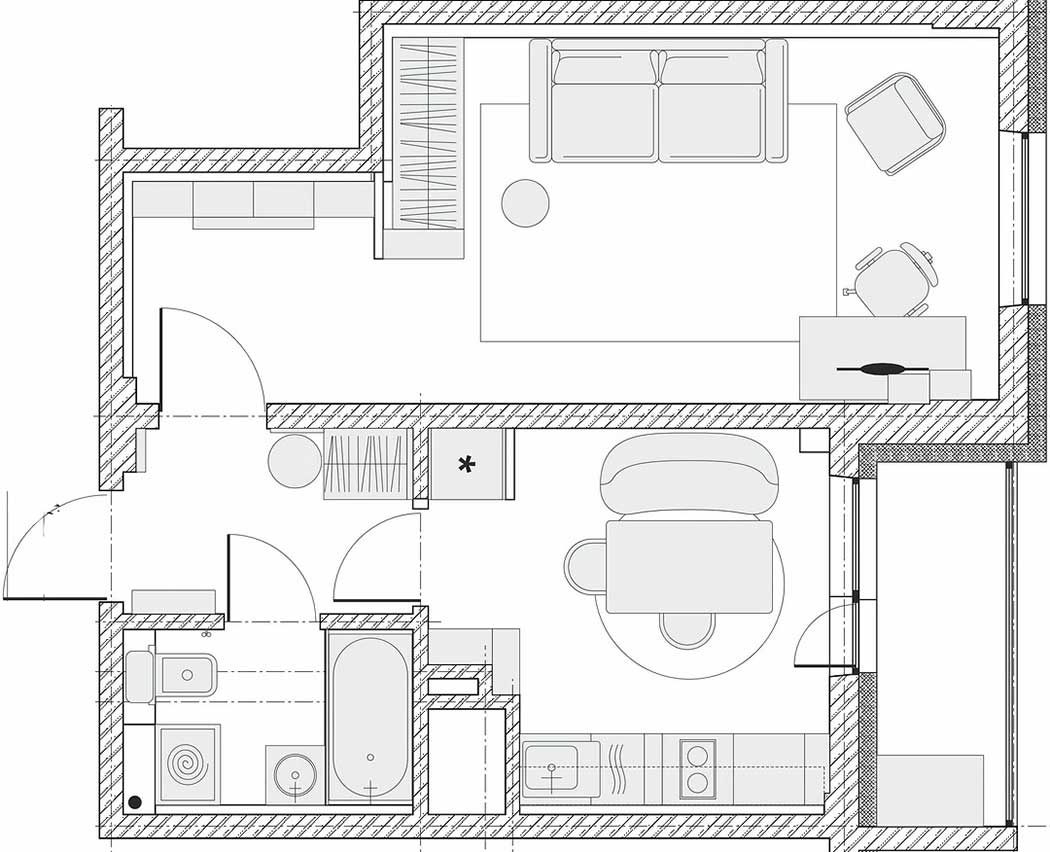 Bátor választások! Egyedi és színes egyszobás lakás 40m2-en, fiatal nő otthona Bátor választások! Egyedi és színes egyszobás lakás 40m2-en, fiatal nő otthona
