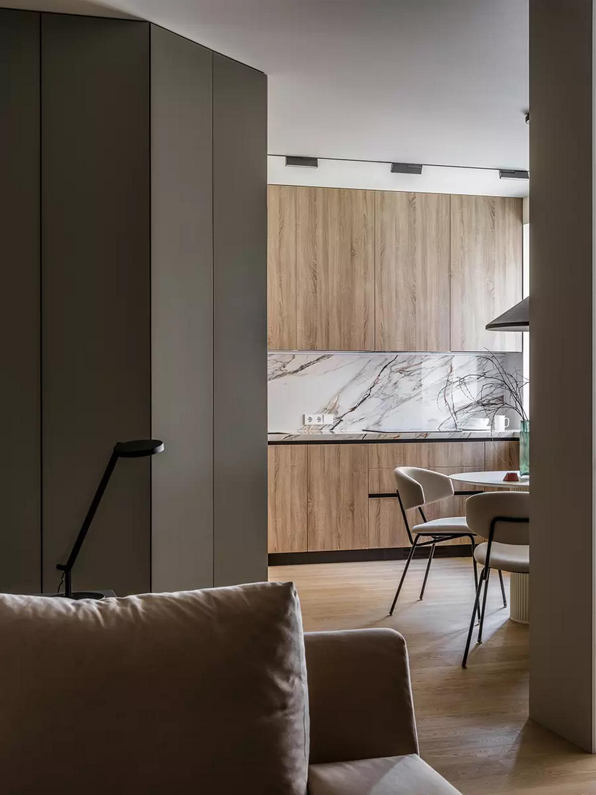 Család új építésű lakása szabálytalan alaprajzzal - letisztult, elegáns enteriőr Család új építésű lakása szabálytalan alaprajzzal - letisztult, elegáns enteriőr