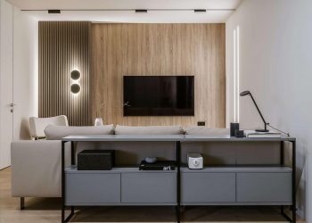 Család új építésű lakása szabálytalan alaprajzzal - letisztult, elegáns enteriőr