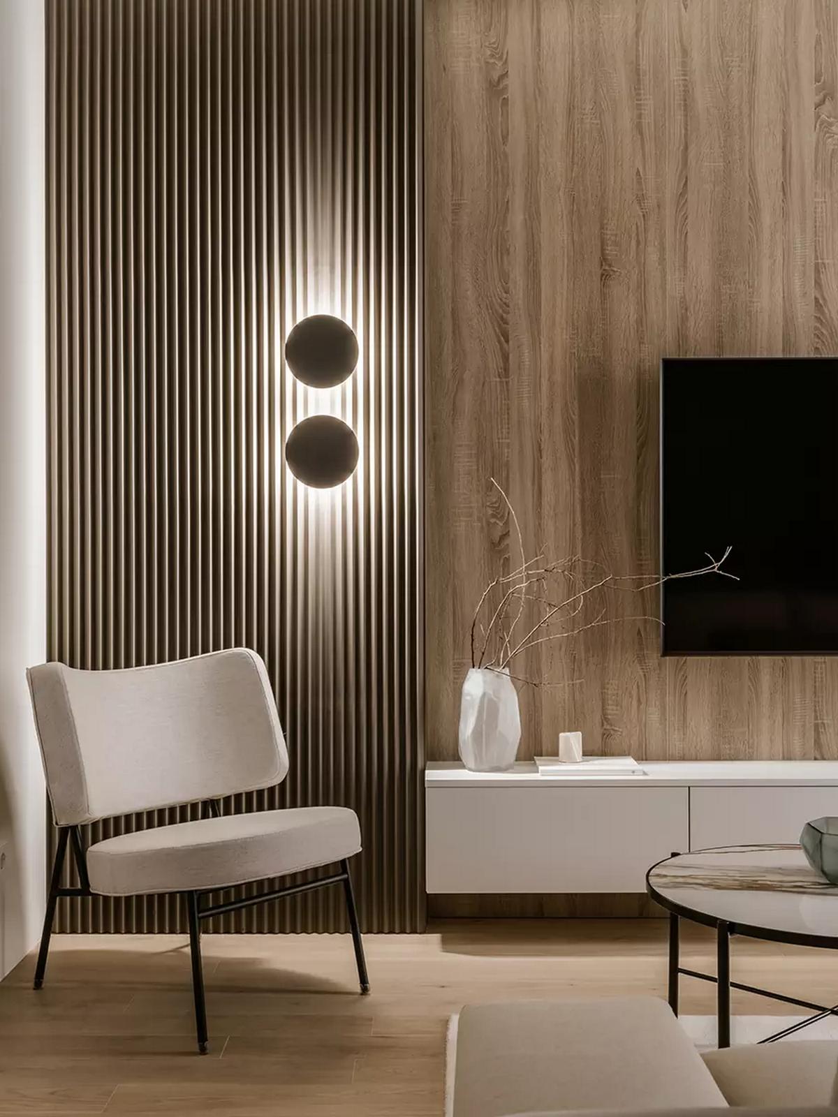 Család új építésű lakása szabálytalan alaprajzzal - letisztult, elegáns enteriőr Család új építésű lakása szabálytalan alaprajzzal - letisztult, elegáns enteriőr