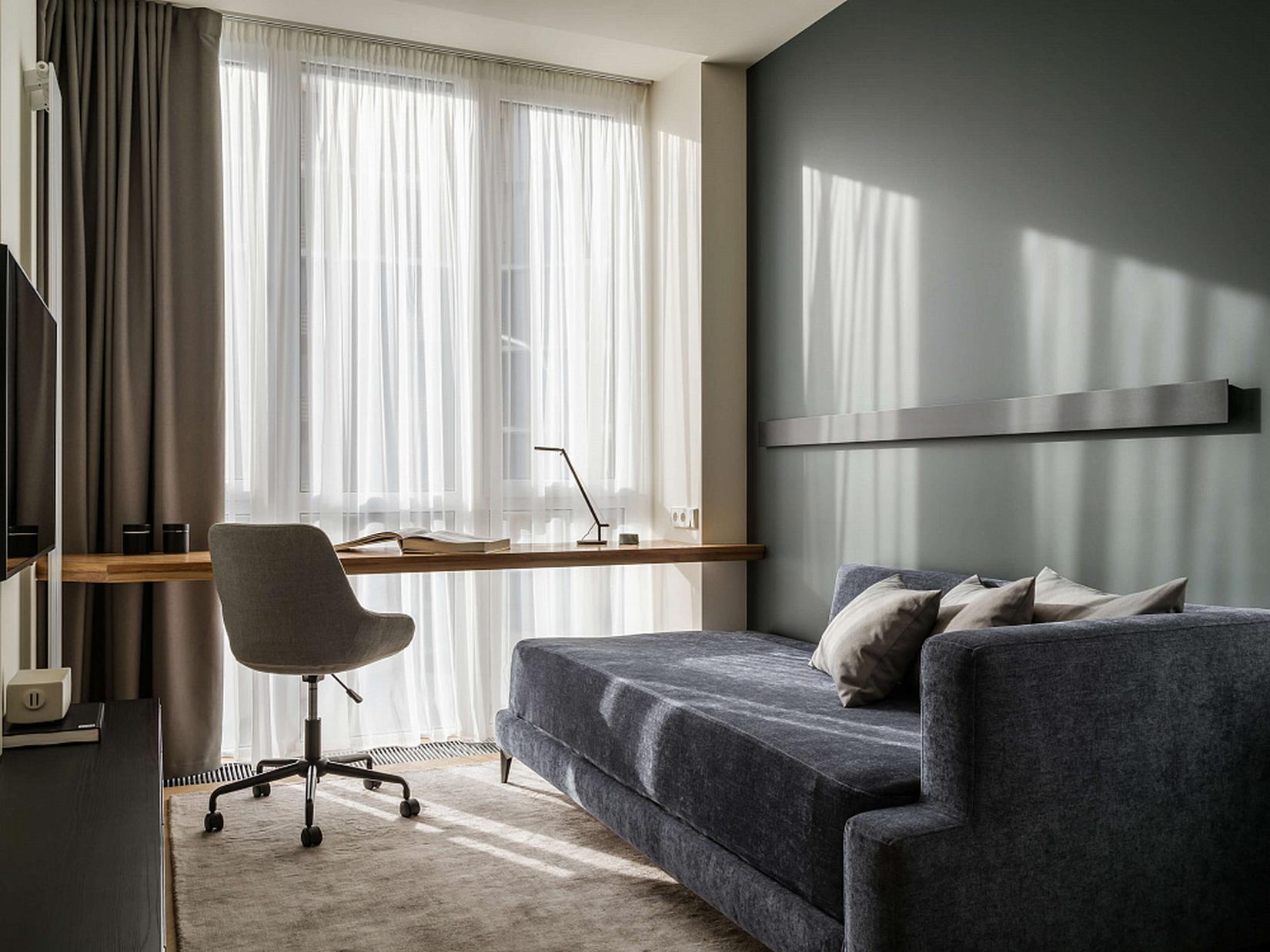 Család új építésű lakása szabálytalan alaprajzzal - letisztult, elegáns enteriőr Család új építésű lakása szabálytalan alaprajzzal - letisztult, elegáns enteriőr