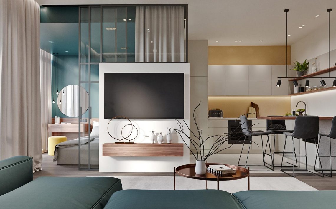 Egyterű lakás ötletes elrendezéssel, többfunkciós zónákkal, 57m2