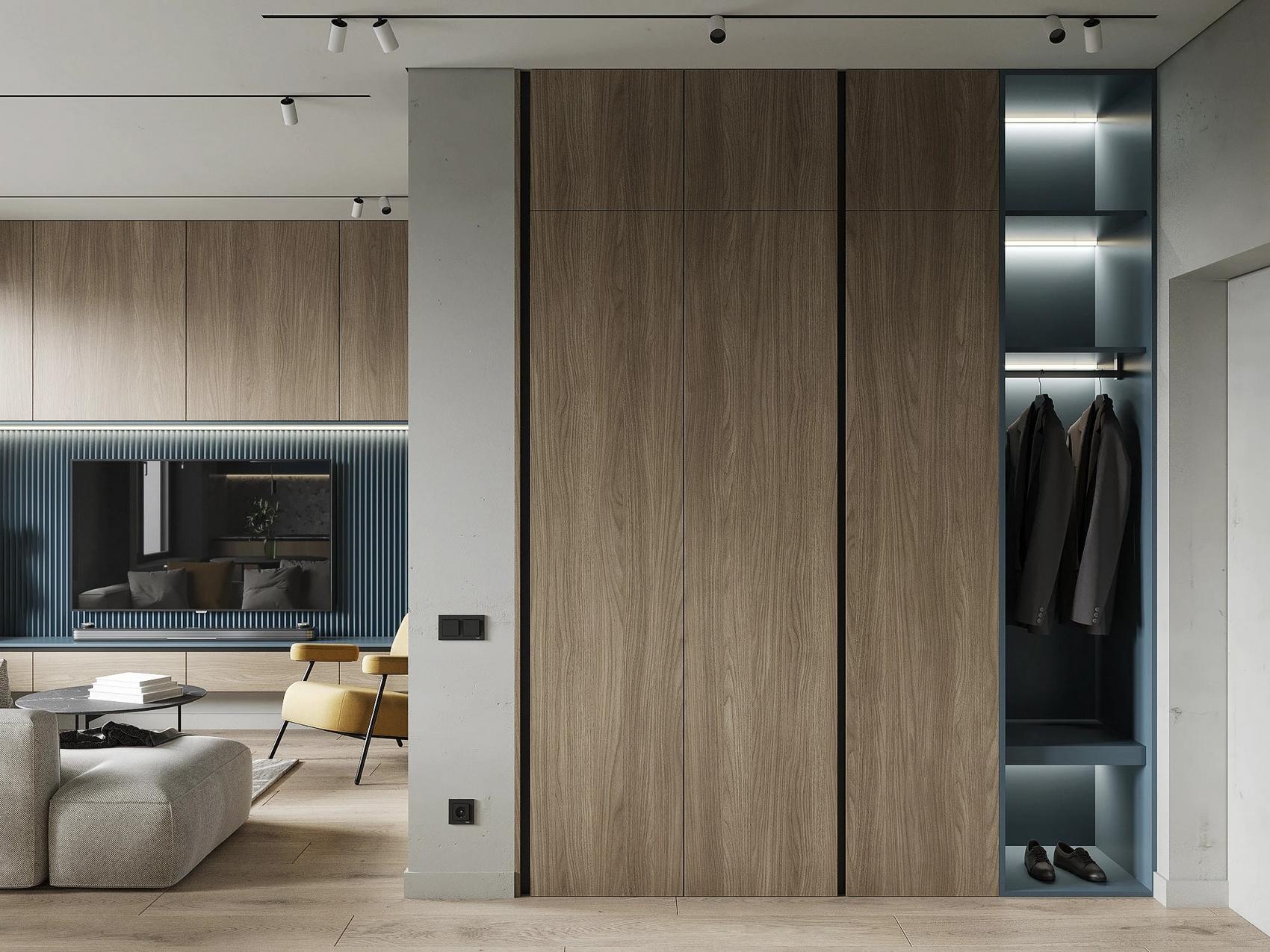 Egyterű, mégis funkcionálisan tagolt: modern férfi lakás precízen tervezett részletekkel Egyterű, mégis funkcionálisan tagolt: modern férfi lakás precízen tervezett részletekkel