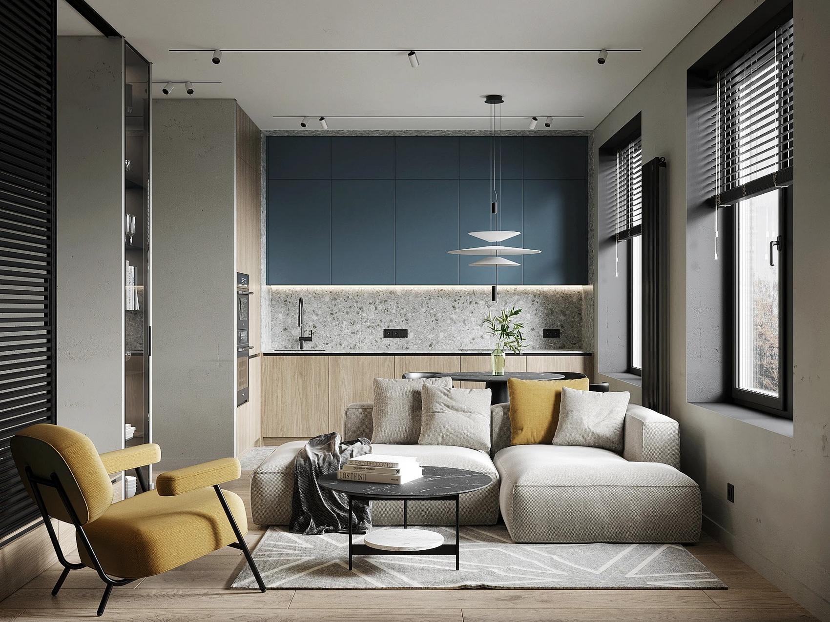 Egyterű, mégis funkcionálisan tagolt: modern férfi lakás precízen tervezett részletekkel Egyterű, mégis funkcionálisan tagolt: modern férfi lakás precízen tervezett részletekkel