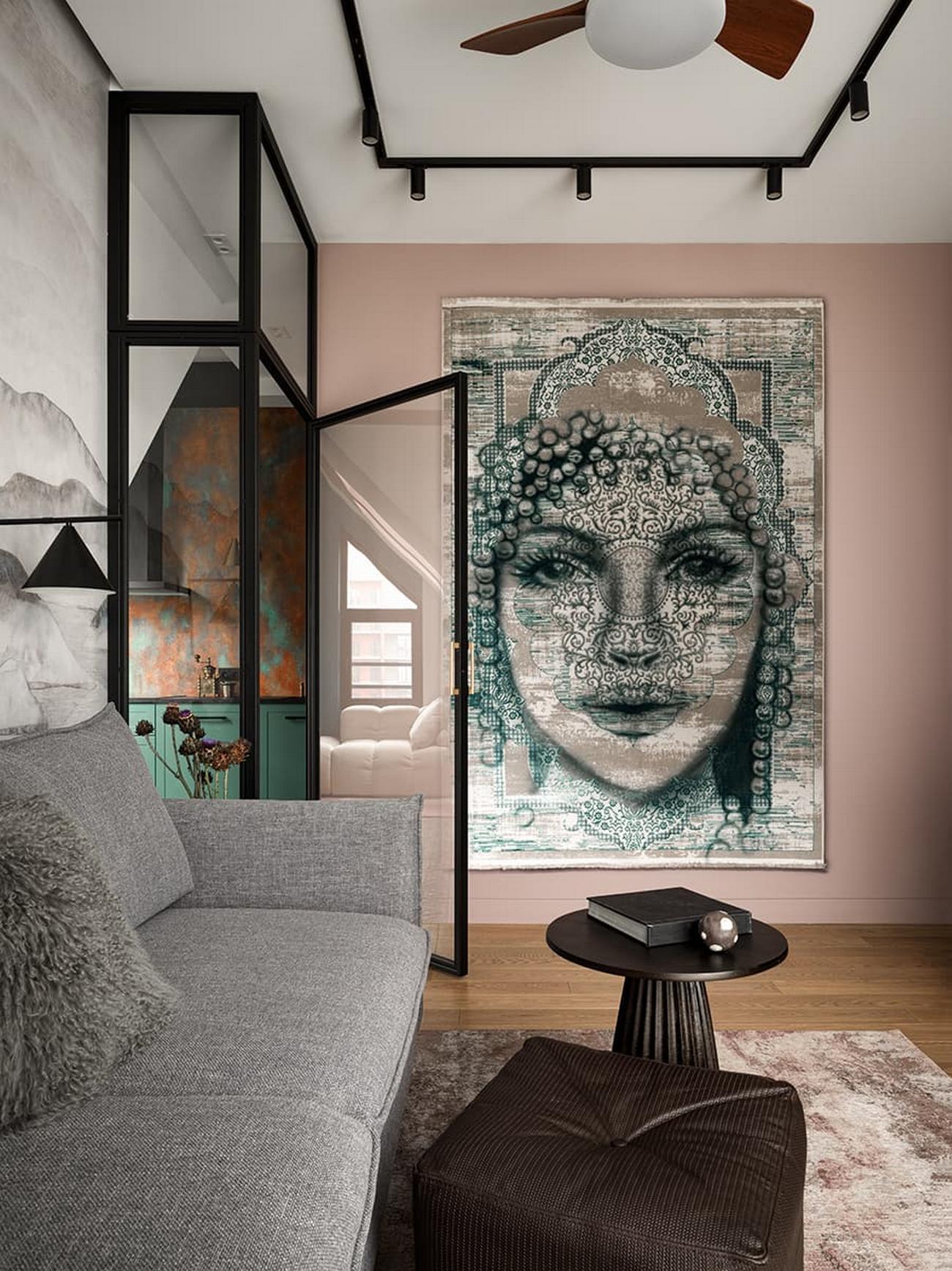 Eredeti, a lakó személyiségét tükröző berendezés, érdekes, hangulatos tér 45m2-en Eredeti, a lakó személyiségét tükröző berendezés, érdekes, hangulatos tér 45m2-en