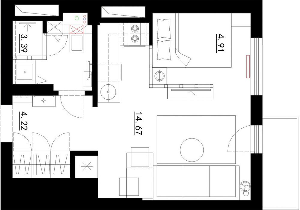 Jól átgondolt tervezés és költséghatékony skandináv stílus mutatja nagyobbnak a 28m2-es lakást