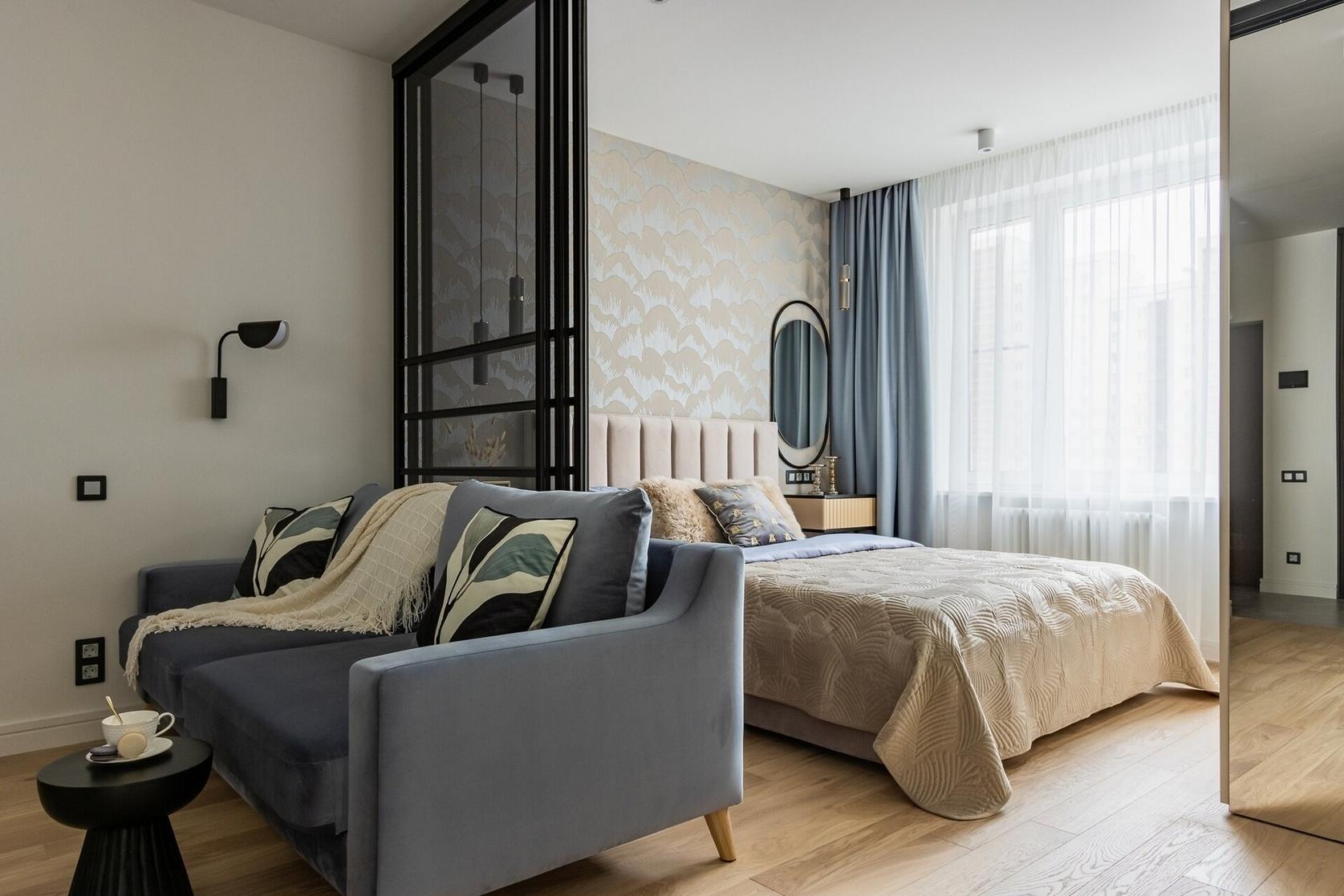 Hogyan alakították át az egyszobás lakásban a konyha‑étkező, hálószoba és nappali zónáit Hogyan alakították át az egyszobás lakásban a konyha‑étkező, hálószoba és nappali zónáit