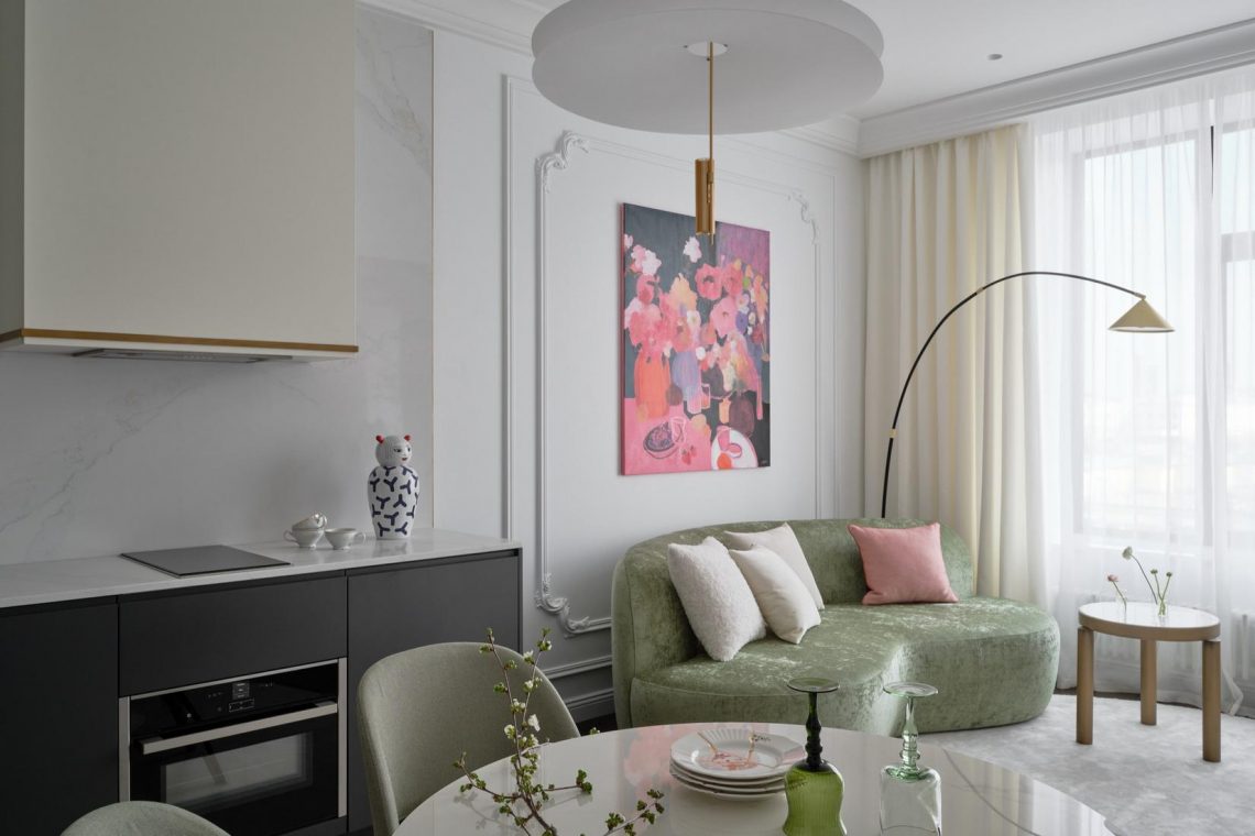 Kortárs és klasszikus elemek egy finoman nőisre hangolt 47m2-es lakásban