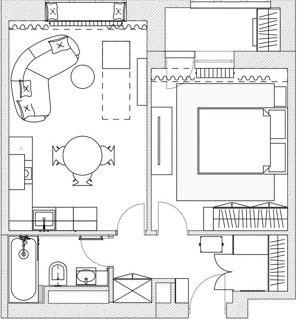 Kortárs és klasszikus elemek egy finoman nőisre hangolt 47m2-es lakásban Kortárs és klasszikus elemek egy finoman nőisre hangolt 47m2-es lakásban