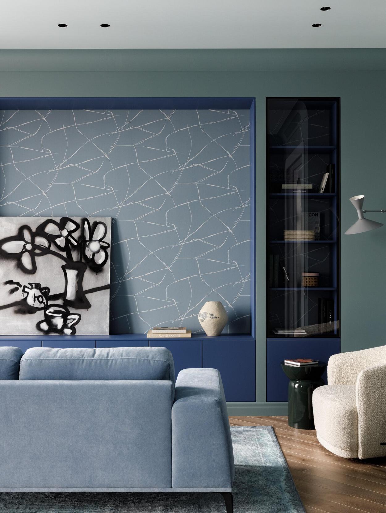 Lakásdekoráció gyönyörű mély színekkel középkorú házaspár otthonában Lakásdekoráció gyönyörű mély színekkel középkorú házaspár otthonában