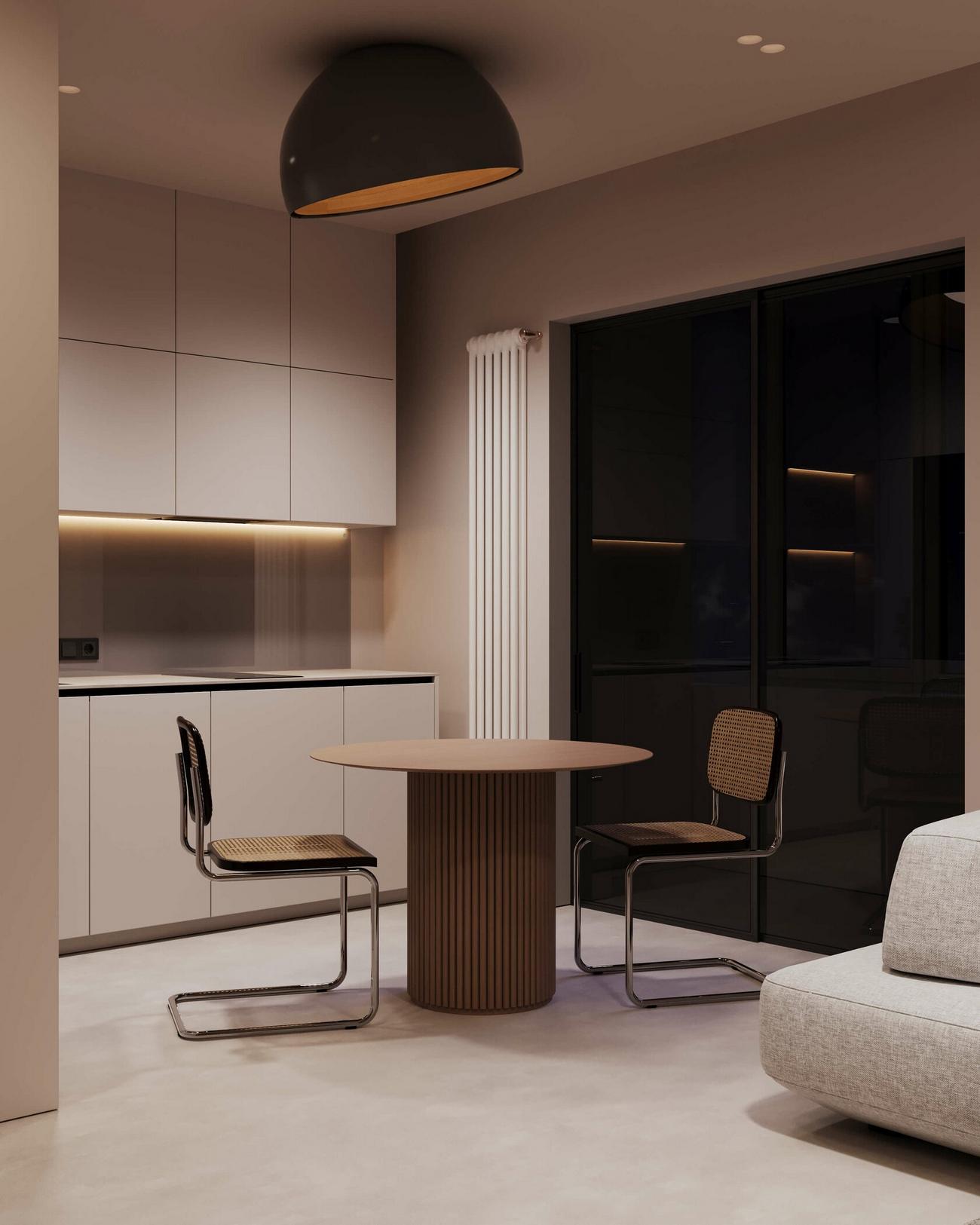 Maximális kényelem minimalista stílusban berendezett kis lakásban