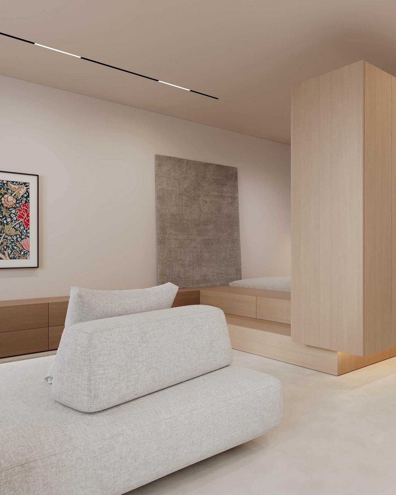 Maximális kényelem minimalista stílusban berendezett kis lakásban