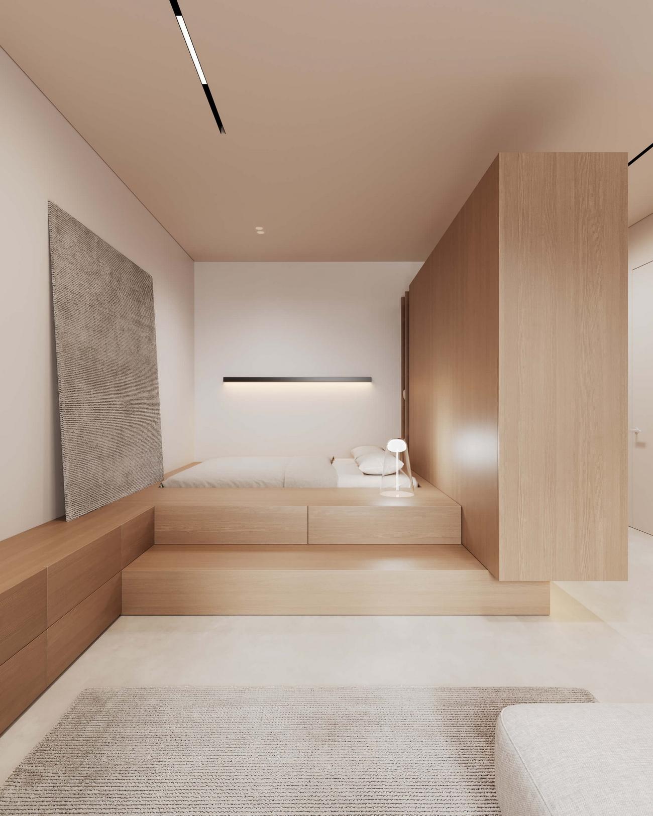 Maximális kényelem minimalista stílusban berendezett kis lakásban