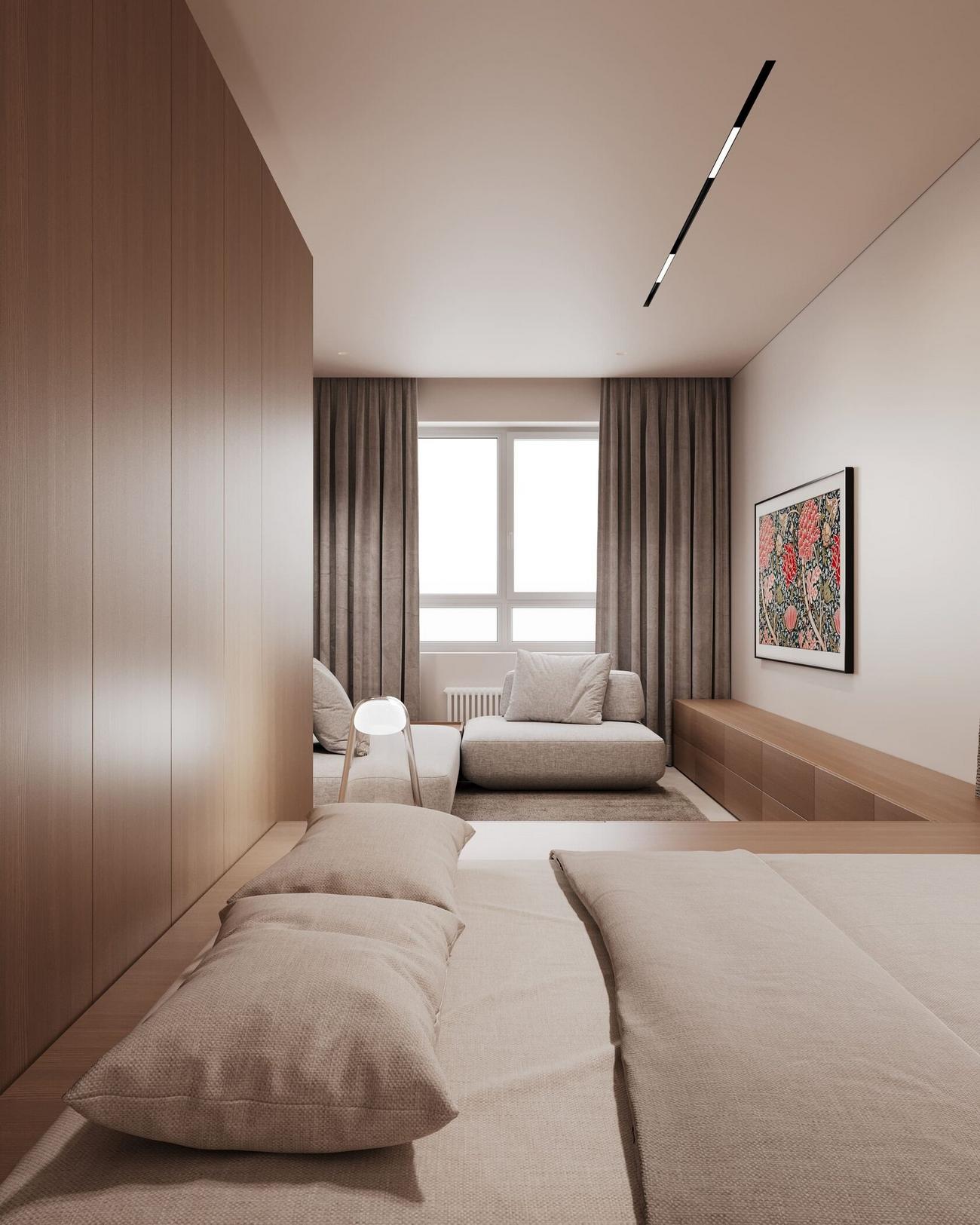 Maximális kényelem minimalista stílusban berendezett kis lakásban