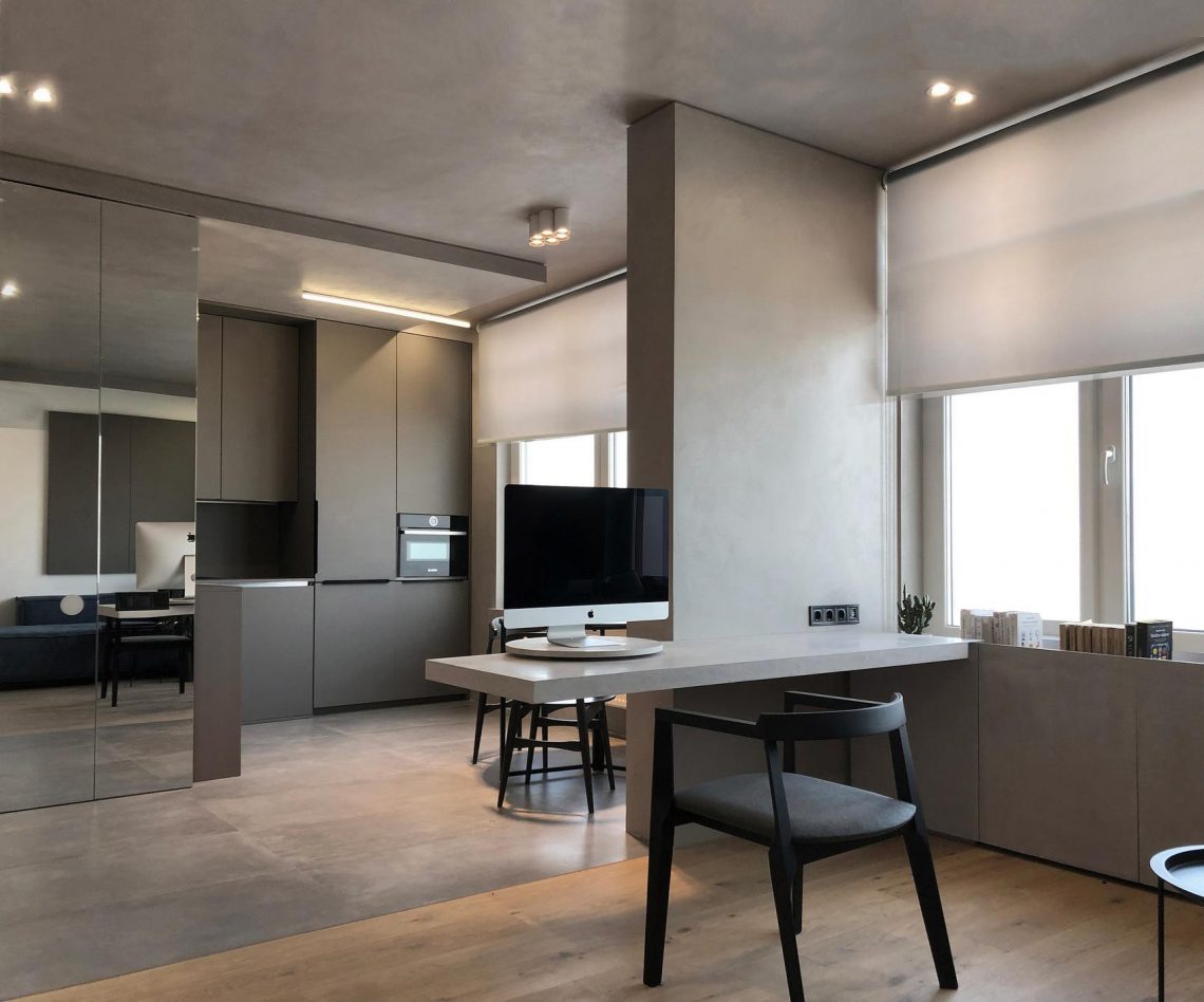 A teherhordó oszlopot asztallappal egészítették ki, látványos a lábak nélküli kialakítás