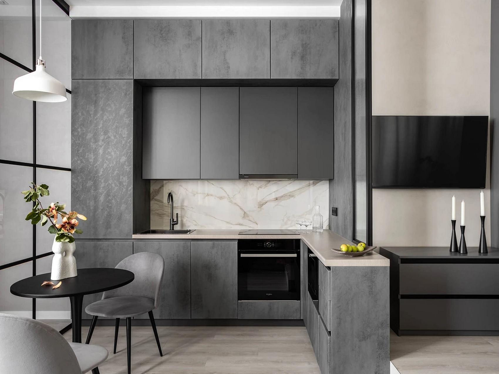 Minimalista enteriőr izgalmas megoldásokkal, kis penthouse Minimalista enteriőr izgalmas megoldásokkal, kis penthouse