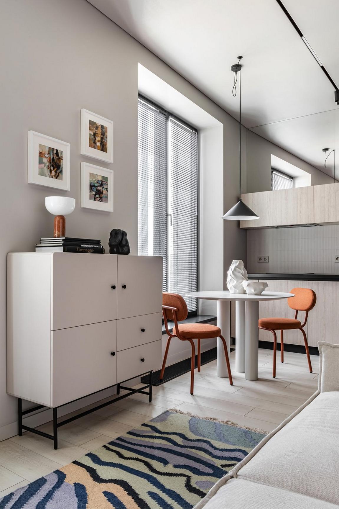 Bevállaltak néhány merész fekete felületet ebben a kis lakásban Bevállaltak néhány merész fekete felületet ebben a kis lakásban