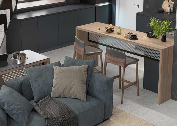 Modern loft hangulatot kért a férfi a magas, 30m2-es lakásban, remek dizájnt kapott a tervezőtől