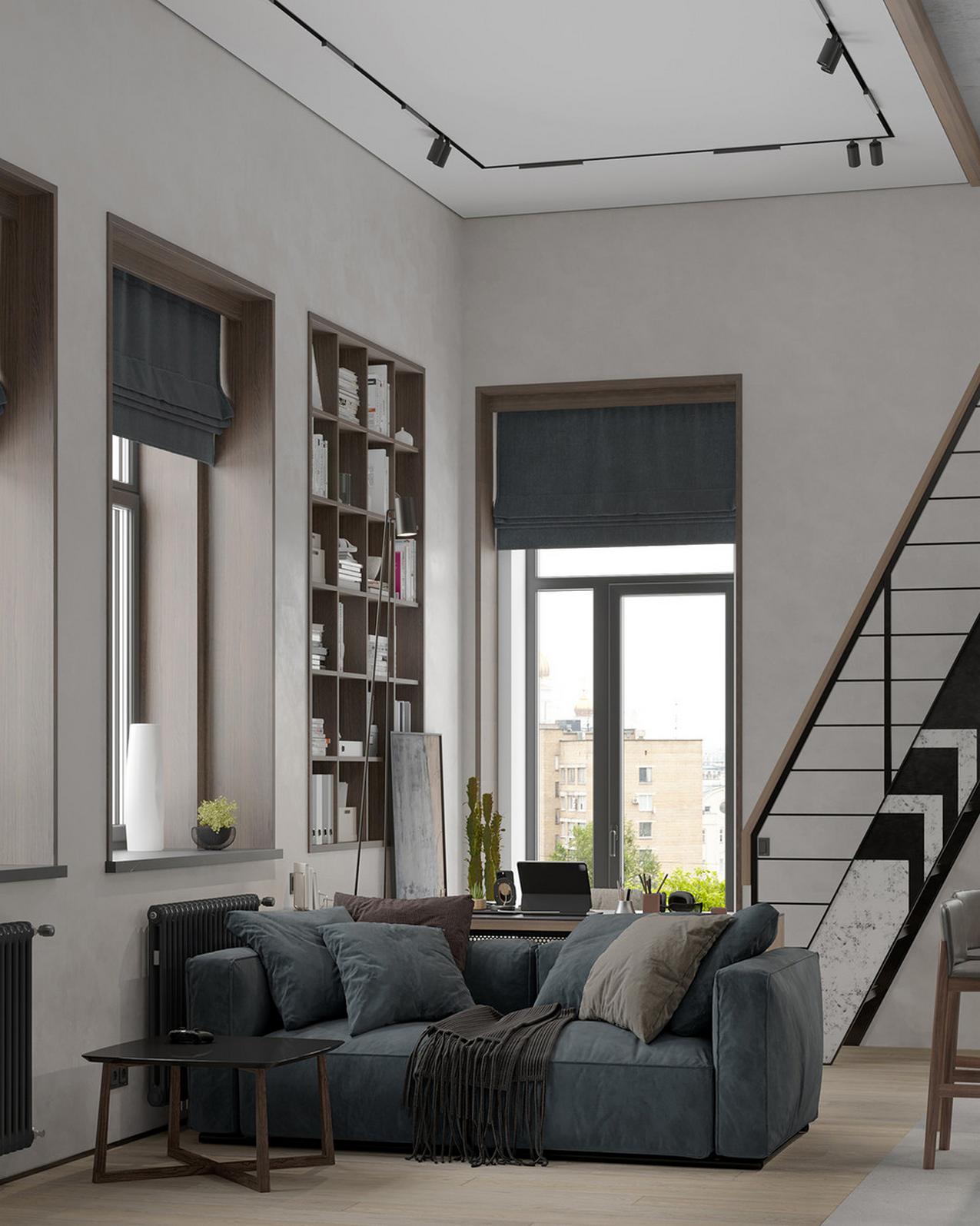 Modern loft hangulatot kért a férfi a magas, 30m2-es lakásban Modern loft hangulatot kért a férfi a magas, 30m2-es lakásban