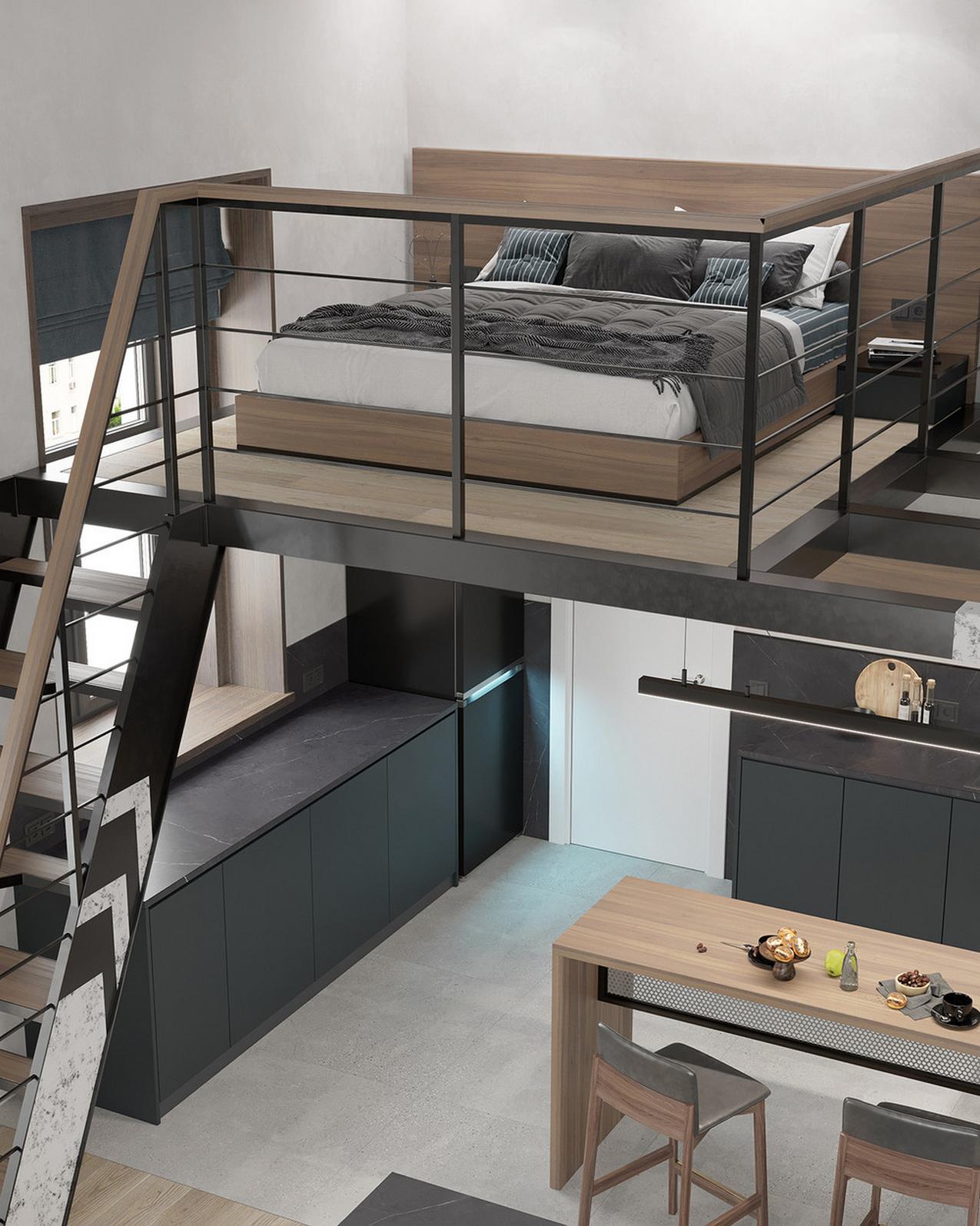 Modern loft hangulatot kért a férfi a magas, 30m2-es lakásban