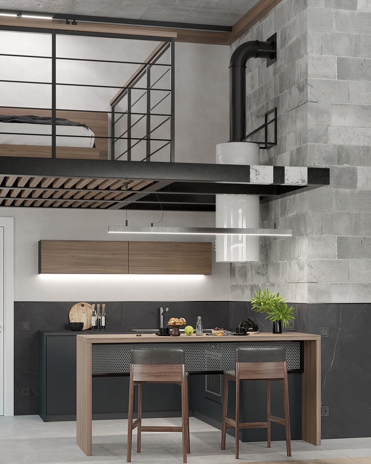 Modern loft hangulatot kért a férfi a magas, 30m2-es lakásban Modern loft hangulatot kért a férfi a magas, 30m2-es lakásban