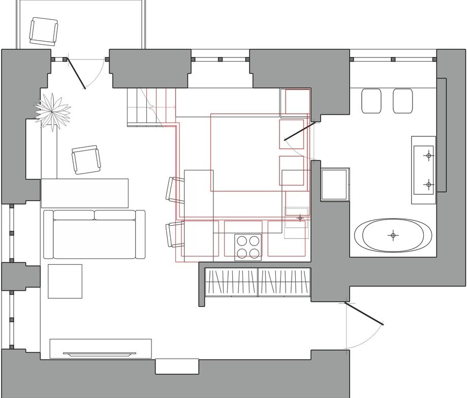 Modern loft hangulatot kért a férfi a magas, 30m2-es lakásban Modern loft hangulatot kért a férfi a magas, 30m2-es lakásban