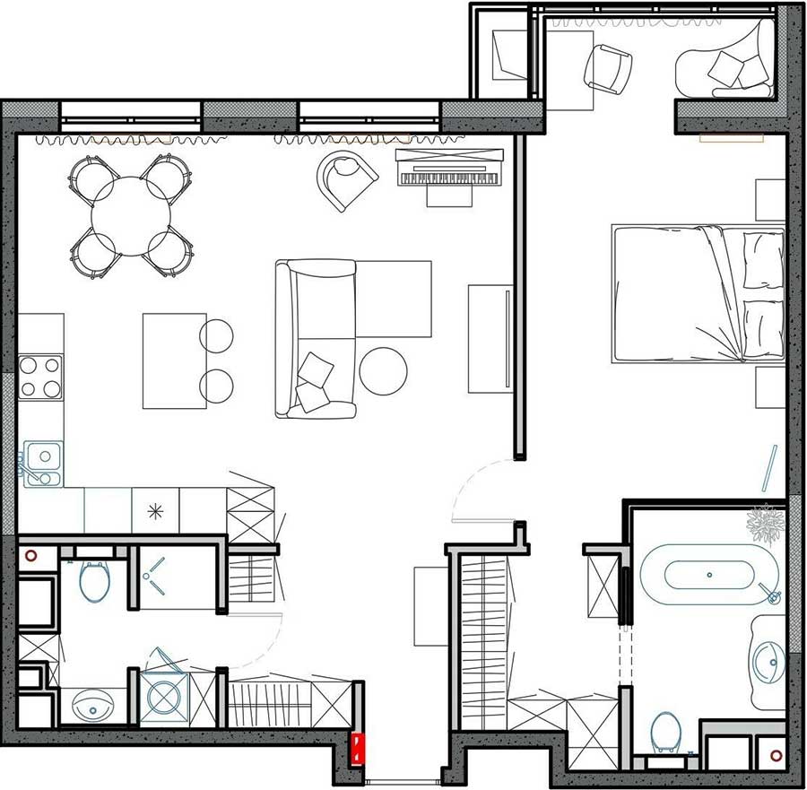 Nő lakása franciás hangulattal: fehér-arany-fekete színvilág, modern klasszikus stílus Nő lakása franciás hangulattal: fehér-arany-fekete színvilág, modern klasszikus stílus