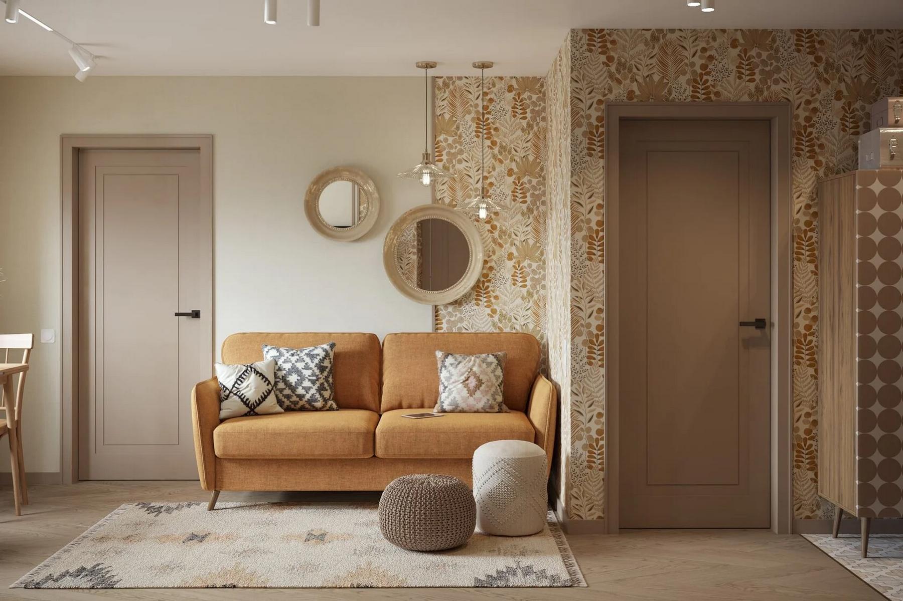 Új berendezés egy nagymamának barátságos és meleg retro hangulattal, 43 m2 Új berendezés egy nagymamának barátságos és meleg retro hangulattal, 43 m2