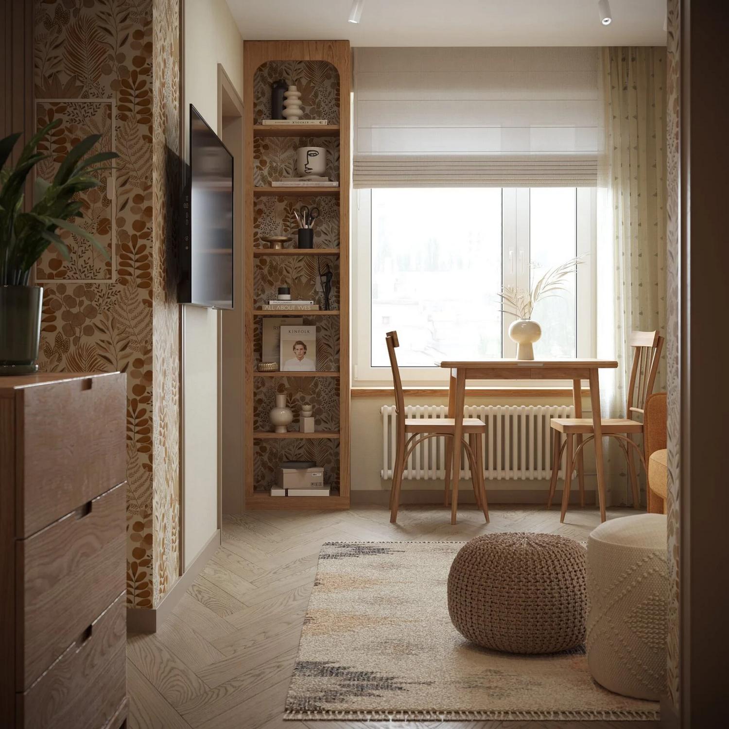 Új berendezés egy nagymamának barátságos és meleg retro hangulattal, 43 m2 Új berendezés egy nagymamának barátságos és meleg retro hangulattal, 43 m2