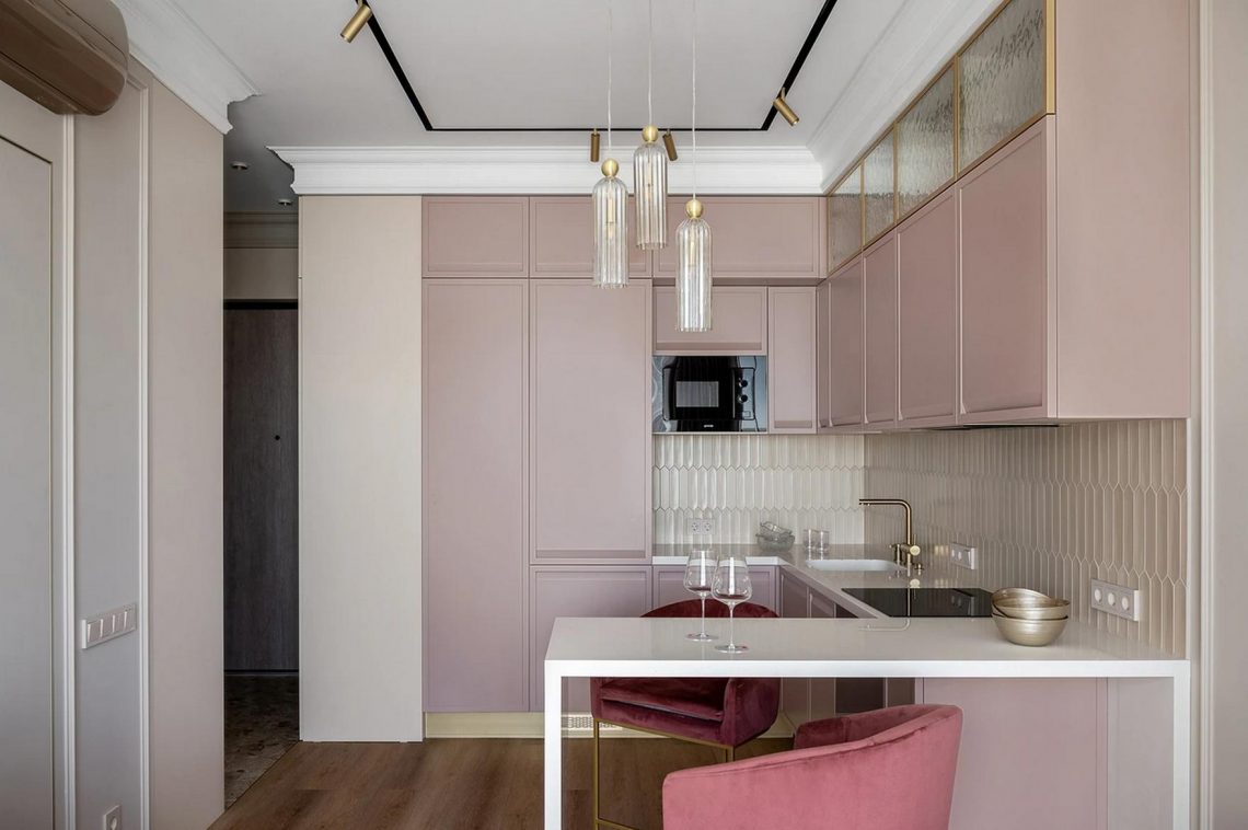 36 m2-es lakás elegáns, nőies, modern klasszikus stílusú enteriőrrel