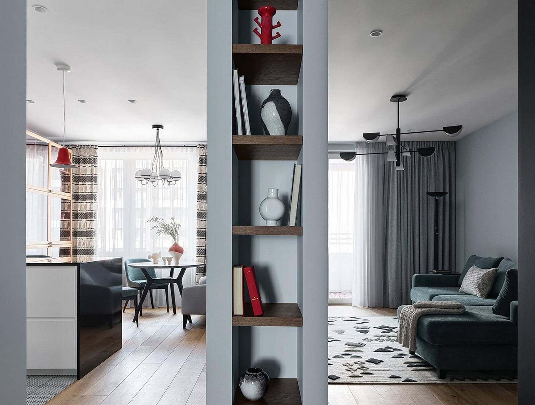 A férfias alapnak színekkel és érdekes formákkal adott érzelmi töltetet a lakberendező, 69 m²