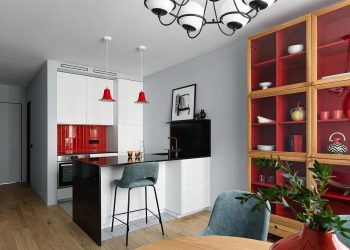 A férfias alapnak színekkel és érdekes formákkal adott érzelmi töltetet a lakberendező, 69 m²